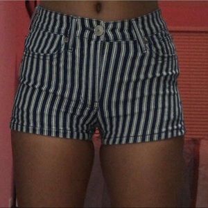 american eagle striped jean shorts
